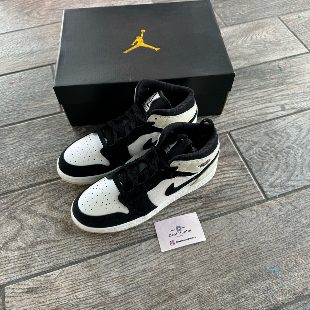 Brand New Jordan 1 Mid Diamond Shorts Black White Big Kids Shoes DN4321-100 - Picture 7 of 9